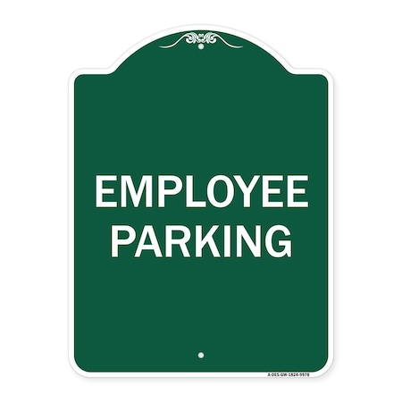 Signmission Designer Series Employee Parking, Green & White Heavy-Gauge Aluminum Sign, 24" x 18", GW-1824-9978 A-DES-GW-1824-9978
